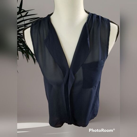 Anthro petticoat alley sleeveless Sheer Button Down top - Picture 2 of 6